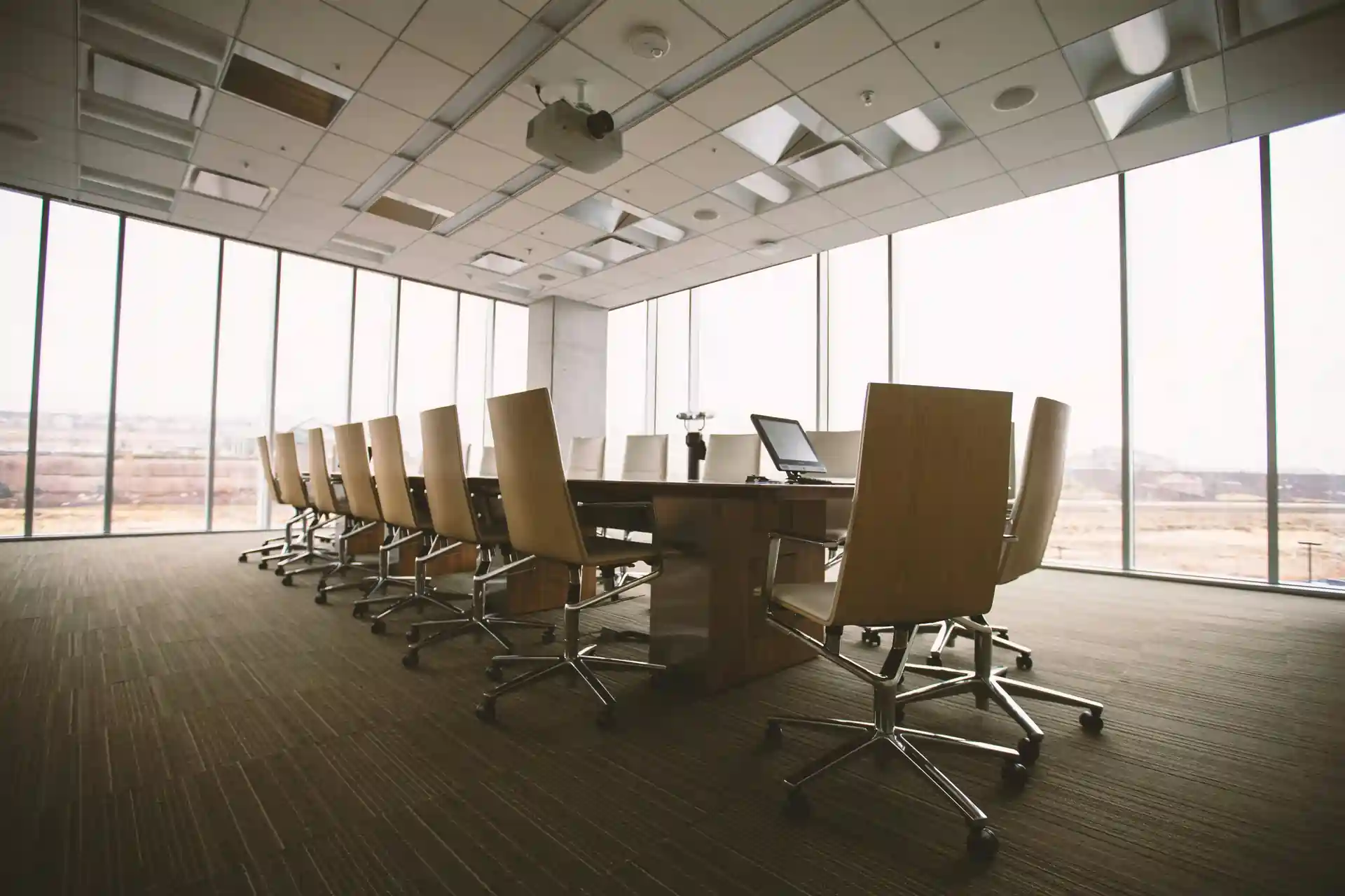 A modern office meeting room.